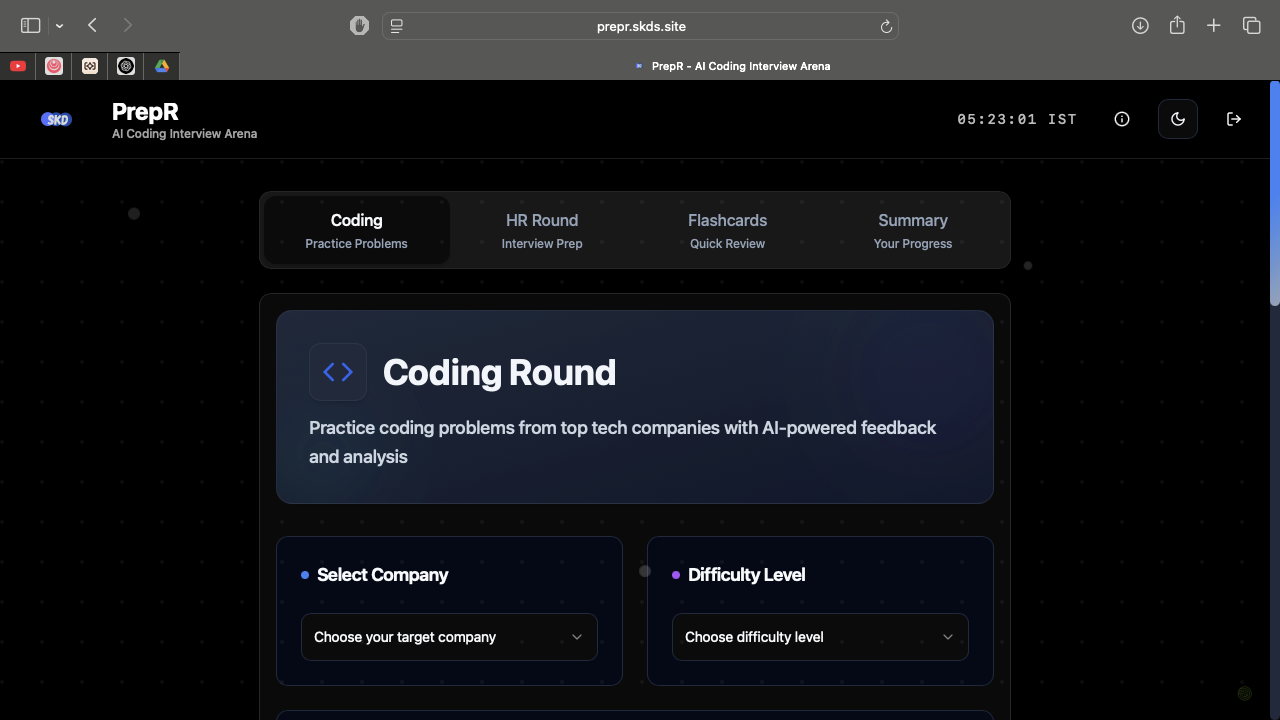 PrepR – AI Coding Interview Arena